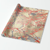 Roos Gold Marble Coral Copper Grey Abstract Cadeaupapier (Uitgerold)