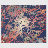 Roos Gold Marble Coral Navy Copper Abstract Cadeaupapier (Vlak)