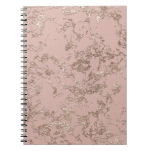 Roos Gold Marble Dusky Pink Faux Glitter Notitieboek