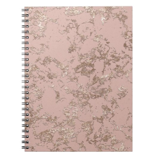 Roos Gold Marble Dusky Pink Faux Glitter Notitieboek (Voorkant)