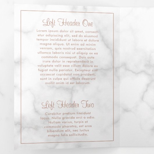 Roos Gold Marble Elegant Business Trifold Brochure Drieluik Kaart (Binnenzijde eerst)