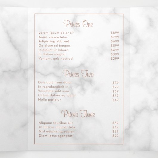 Roos Gold Marble Elegant Business Trifold Brochure Drieluik Kaart (Binnenkant midden)