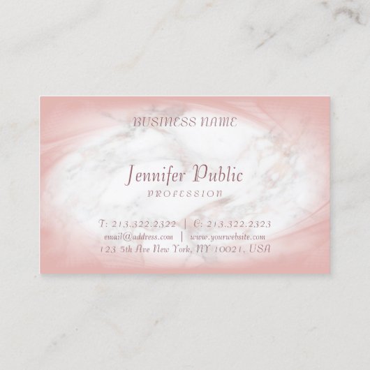 Roos Gold Marble Elegant Handgeschreven Script Mod Visitekaartje (Achterkant)