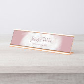 Roos Gold Marble Elegant Sjabloon Professional Bureau Naambordje (Voorkant)