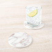 Roos Gold Marble Elegant Sjabloon Trendy Round Zandsteen Onderzetter (Zijkant)