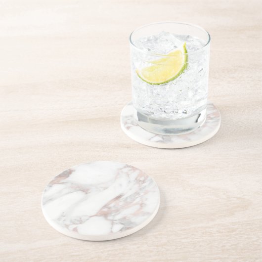 Roos Gold Marble Elegant Sjabloon Trendy Round Zandsteen Onderzetter (Zijkant)