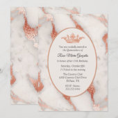 Roos Gold Marble en Crown Quinceañera Kaart (Voorkant / Achterkant)