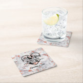 Roos Gold Marble en Mrs Heart Wedding Kartonnen Onderzetters (Insitu)