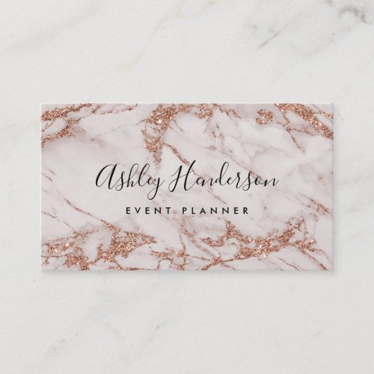 Roos Gold Marble Event Planner Visitekaartje (Voorkant)