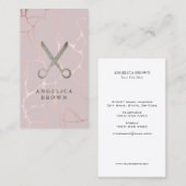 Roos Gold Marble Faux Glitter Scissors Visitekaartje (Voorkant / Achterkant)