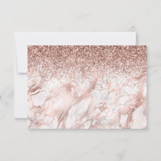 Roos Gold Marble Faux Glitter Script RSVP Kaartje (Achterkant)