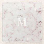 Roos Gold Marble - gepersonaliseerd monogram Glazen Onderzetter (Voorkant)