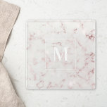 Roos Gold Marble - gepersonaliseerd monogram Glazen Onderzetter<br><div class="desc">Aangepast ontworpen onderzetter van glas met een modern,  stijlvol roos en een roze vormgeving met een roze marmer.</div>