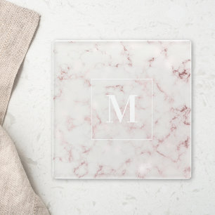 Roos Gold Marble - gepersonaliseerd monogram Glazen Onderzetter