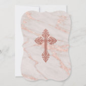 Roos Gold Marble Girl Baptism Uitnodiging (Achterkant)