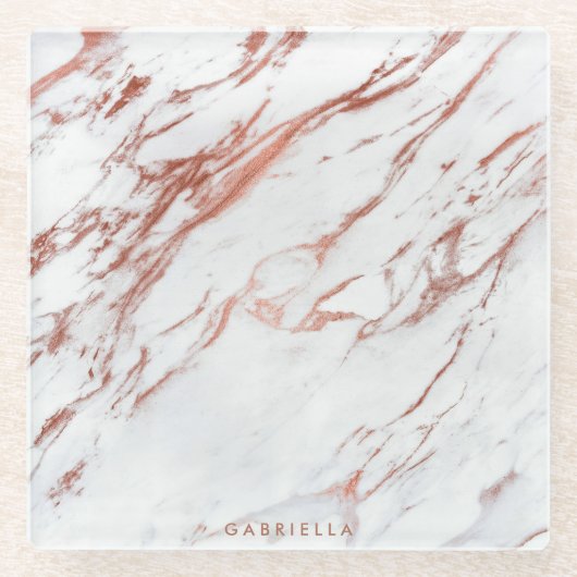 Roos Gold Marble Glazen Onderzetter (Voorkant)