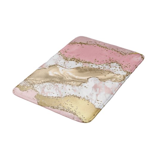 Roos Gold Marble Glitter Agate Badmat (Gekanteld)