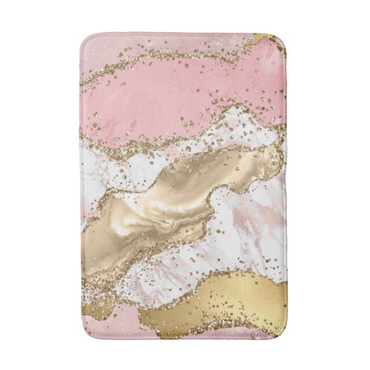 Roos Gold Marble Glitter Agate Badmat (Voorkant Verticaal)