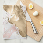 Roos Gold Marble Glitter Agate Theedoek (Quarter Fold)