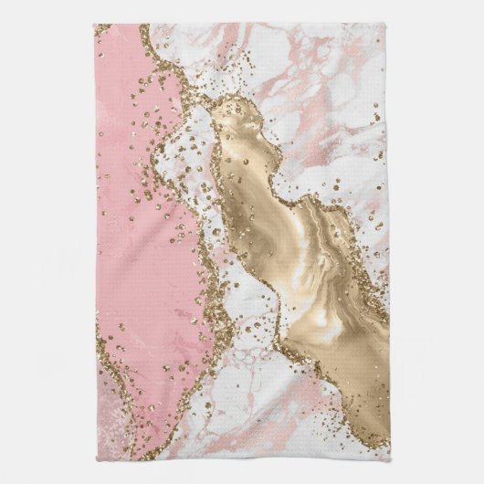 Roos Gold Marble Glitter Agate Theedoek (Verticaal)