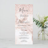 Roos Gold Marble Glitter Elegant Wedding Menu (Staand voorkant)