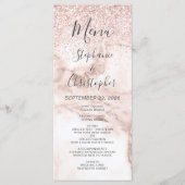Roos Gold Marble Glitter Elegant Wedding Menu (Voorkant)