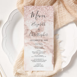 Roos Gold Marble Glitter Elegant Wedding Menu