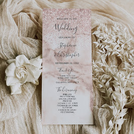 Roos Gold Marble Glitter Elegant Wedding Program