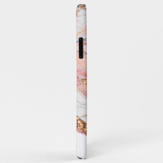 Roos Gold Marble Glitter Monogram Case-Mate iPhone Case (Achterkant/rechts)