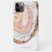 Roos Gold Marble Glitter Monogram Case-Mate iPhone Case (Achterkant)