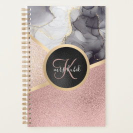 Roos Gold Marble Glitter Monogram Teacher Planner