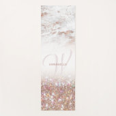 Roos Gold Marble & Glitter Monogram Yogamat (Voorkant)