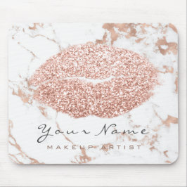 Roos Gold Marble Glitter Name Makeup Lips Kiss Muismat