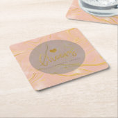 Roos Gold Marble Glitter Vrijgezellenfeest Kartonnen Onderzetters (Schuin)