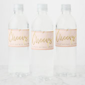 Roos Gold Marble Glitter Vrijgezellenfeest Waterfles Etiket (Flessen)