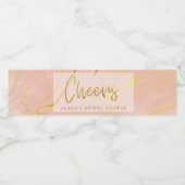 Roos Gold Marble Glitter Vrijgezellenfeest Waterfles Etiket (Enkel label)