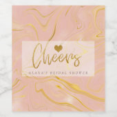 Roos Gold Marble Glitter Vrijgezellenfeest Wijn Etiket (Enkel label)