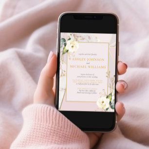 Roos Gold Marble Gold Geometric Eucalyptus Floral Kaart