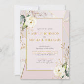 Roos Gold Marble Gold Geometric Eucalyptus Floral Kaart (Voorkant)