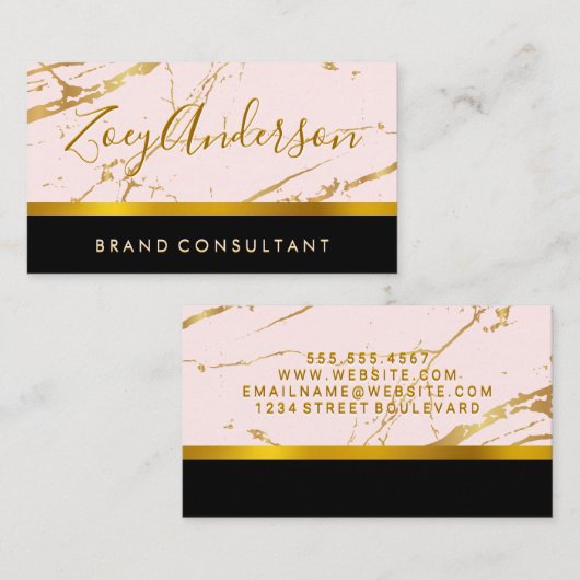 Roos Gold Marble | Goudstrim Visitekaartje (Voorkant / Achterkant)