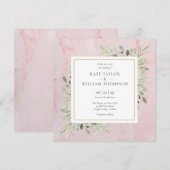 Roos Gold Marble Greenery Weddenschap Kaart (Voorkant / Achterkant)