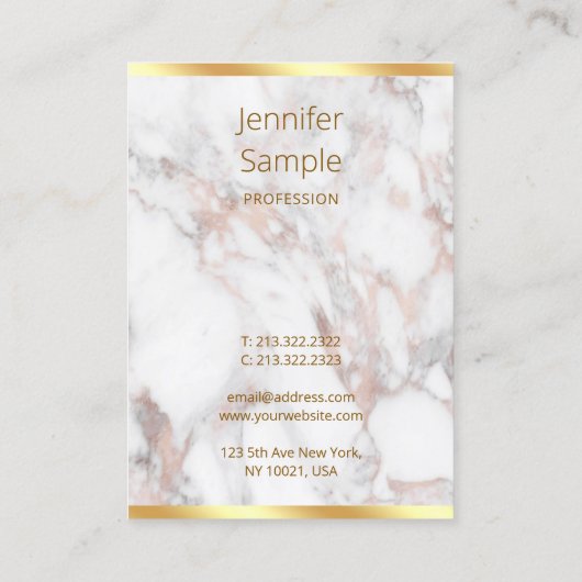 Roos Gold Marble Handgeschreven Script Sjabloon Visitekaartje (Achterkant)