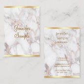 Roos Gold Marble Handgeschreven Script Sjabloon Visitekaartje (Voorkant / Achterkant)