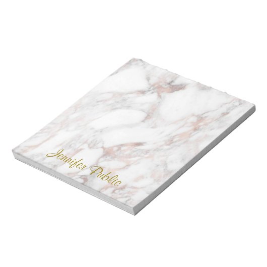 Roos Gold Marble Handwrited Elegant Sjabloon Notitieblok (Linkerzijde)