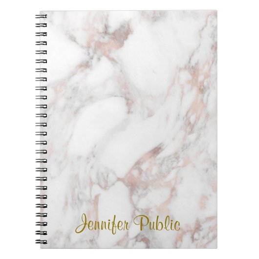 Roos Gold Marble Handwrited Elegant Sjabloon Notitieboek (Voorkant)