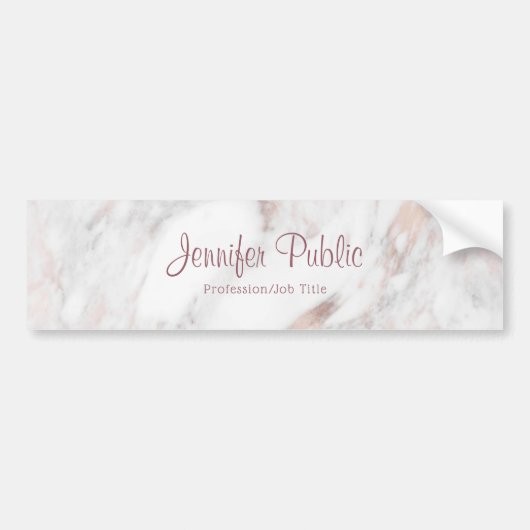 Roos Gold Marble Handwrited Script Sjabloon Bumpersticker (Voorkant)