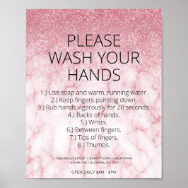 Roos Gold Marble Health Safety Glitter Hair Salon Poster