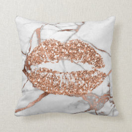 Roos Gold Marble Kiss Lips Makeup Copper Kussen