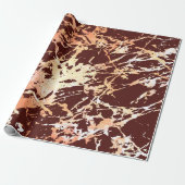 Roos Gold Marble Maroon Burgundy Coral Strokes Cadeaupapier (Uitgerold)