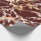 Roos Gold Marble Maroon Burgundy Coral Strokes Cadeaupapier (Hoek)